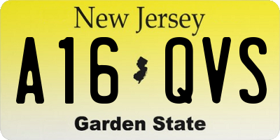 NJ license plate A16QVS