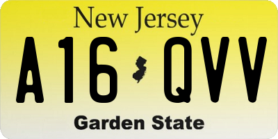 NJ license plate A16QVV
