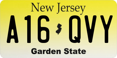 NJ license plate A16QVY