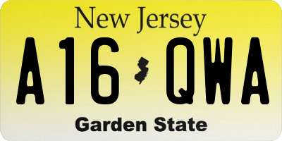 NJ license plate A16QWA