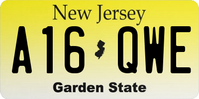 NJ license plate A16QWE