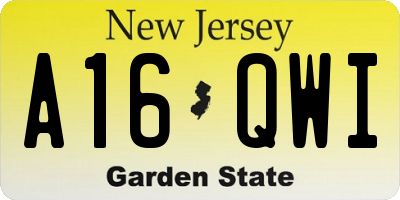 NJ license plate A16QWI