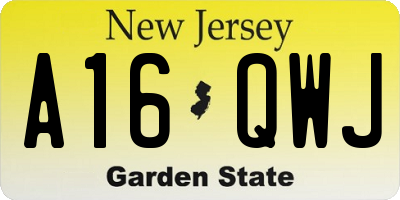 NJ license plate A16QWJ