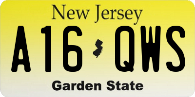 NJ license plate A16QWS