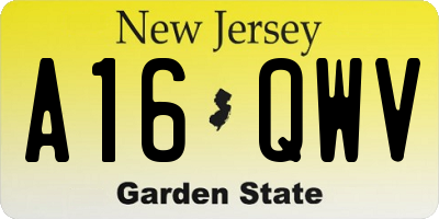 NJ license plate A16QWV