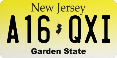 NJ license plate A16QXI