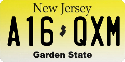 NJ license plate A16QXM