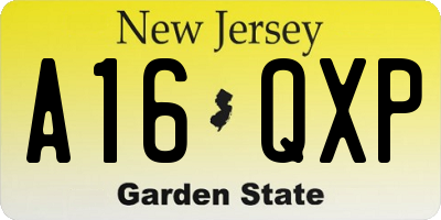 NJ license plate A16QXP