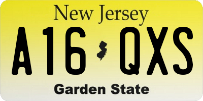 NJ license plate A16QXS