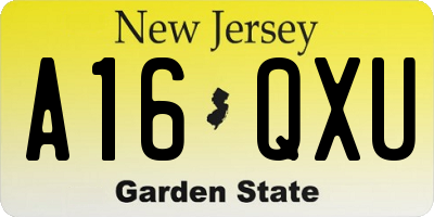 NJ license plate A16QXU