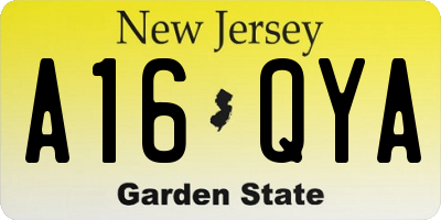 NJ license plate A16QYA