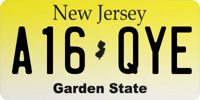 NJ license plate A16QYE