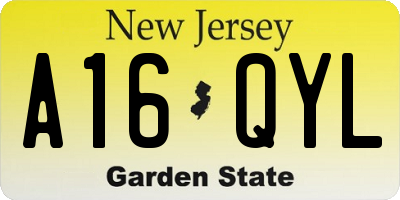NJ license plate A16QYL