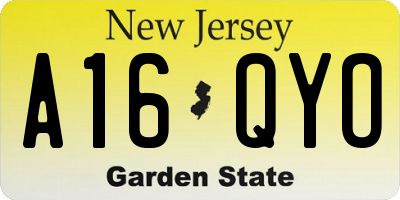 NJ license plate A16QYO
