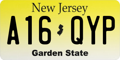 NJ license plate A16QYP