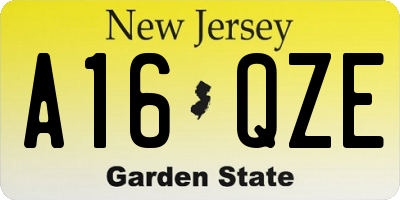 NJ license plate A16QZE