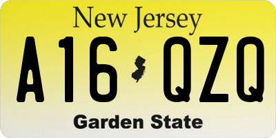 NJ license plate A16QZQ