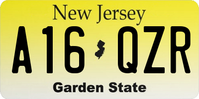 NJ license plate A16QZR