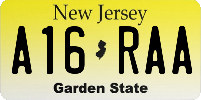 NJ license plate A16RAA