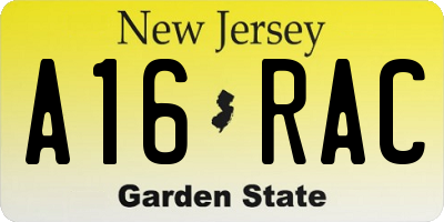NJ license plate A16RAC