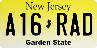 NJ license plate A16RAD
