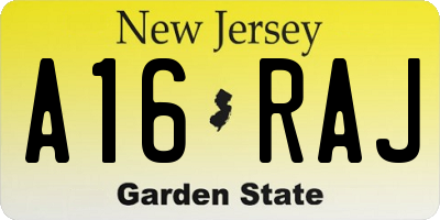 NJ license plate A16RAJ