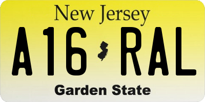 NJ license plate A16RAL