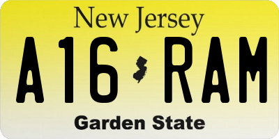 NJ license plate A16RAM