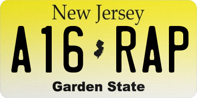 NJ license plate A16RAP