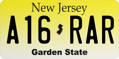 NJ license plate A16RAR