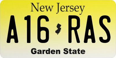 NJ license plate A16RAS