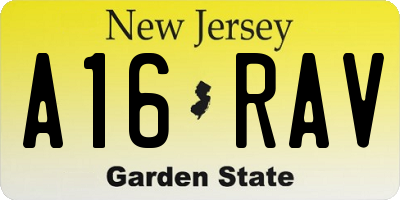 NJ license plate A16RAV