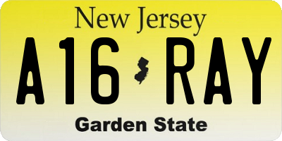 NJ license plate A16RAY