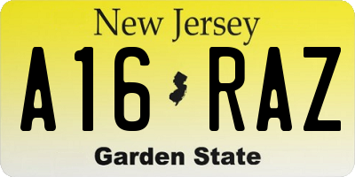 NJ license plate A16RAZ