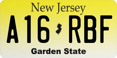 NJ license plate A16RBF