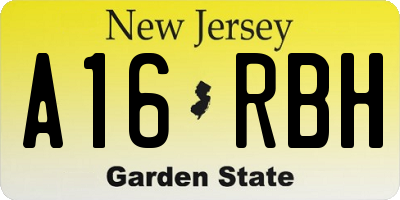 NJ license plate A16RBH