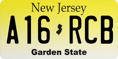 NJ license plate A16RCB