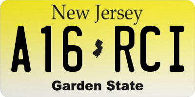 NJ license plate A16RCI