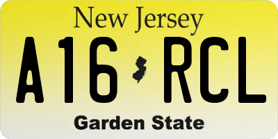 NJ license plate A16RCL