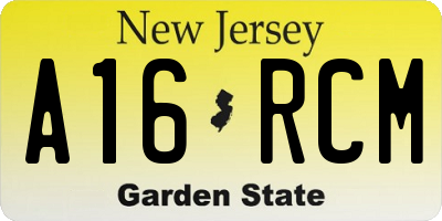 NJ license plate A16RCM