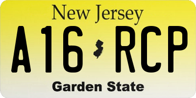 NJ license plate A16RCP