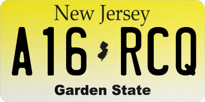 NJ license plate A16RCQ