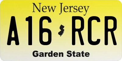 NJ license plate A16RCR
