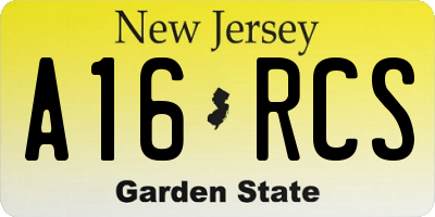 NJ license plate A16RCS
