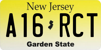 NJ license plate A16RCT