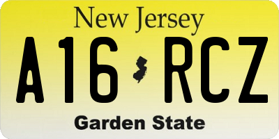 NJ license plate A16RCZ