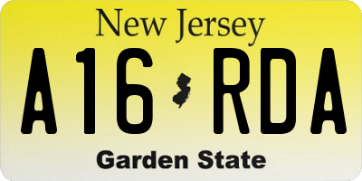 NJ license plate A16RDA