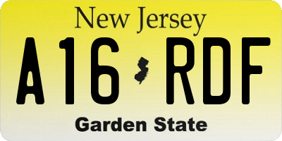 NJ license plate A16RDF