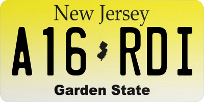 NJ license plate A16RDI
