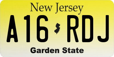 NJ license plate A16RDJ